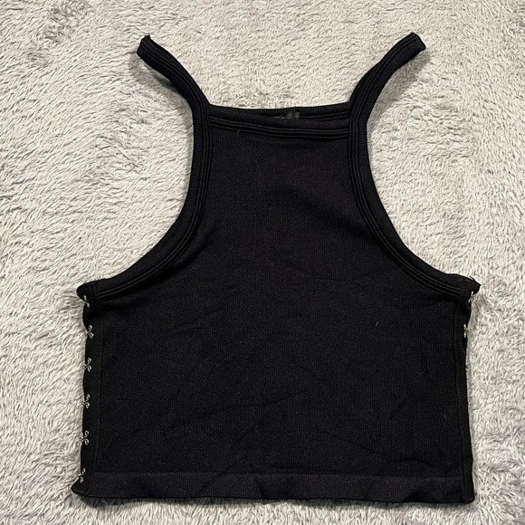 Forever 21 Babydoll Crop Tank Top Hook Eye Women's Junior's M/L Black - Picture 3 of 11